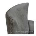 Nail Head Dark Grey PU Armed Accent Chair